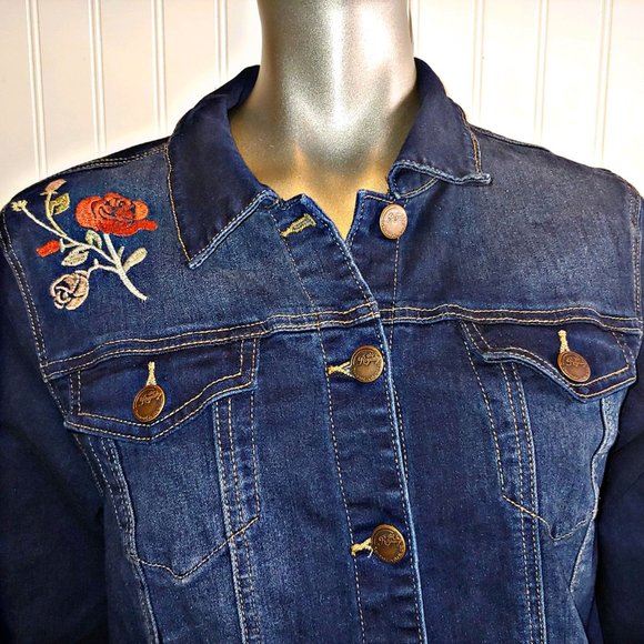 Royalty for me Embroidered Denim Jean Jacket - L - Picture 5 of 6